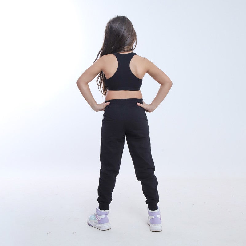 بيبو بنطلون بناتي سادة برباط_اسود - Image 3